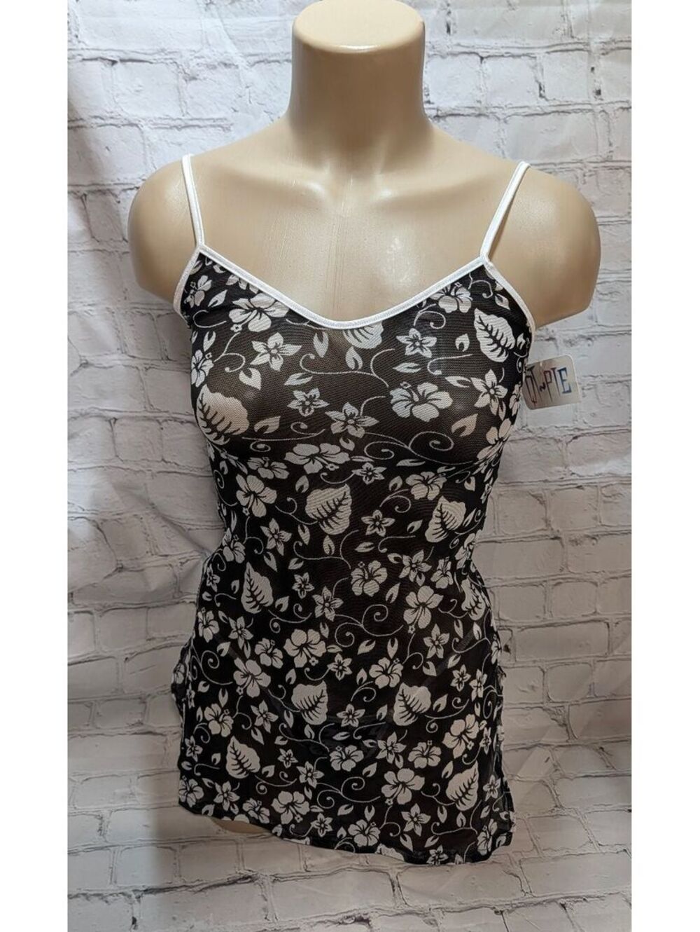Bodyzone Vintage QT Pie Black & White floral babydoll wtback One size